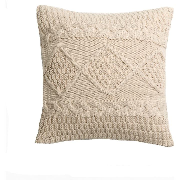 Fata de perna, model tricotat retro, culoare gri deschis, 45x45cm, set 1 bucata