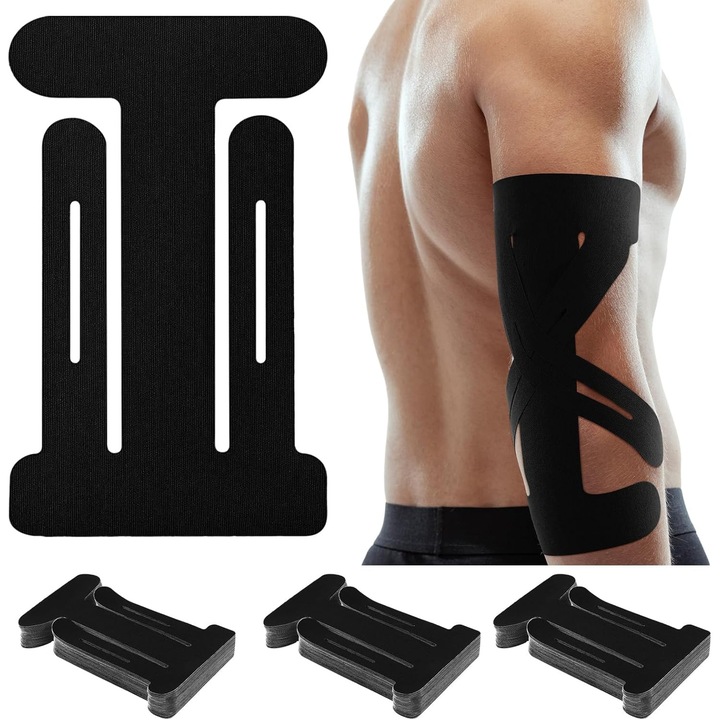 Set de 30 benzi elastice pre-taiate pentru cot, suport pentru cot, impermeabile, fara latex, albastre