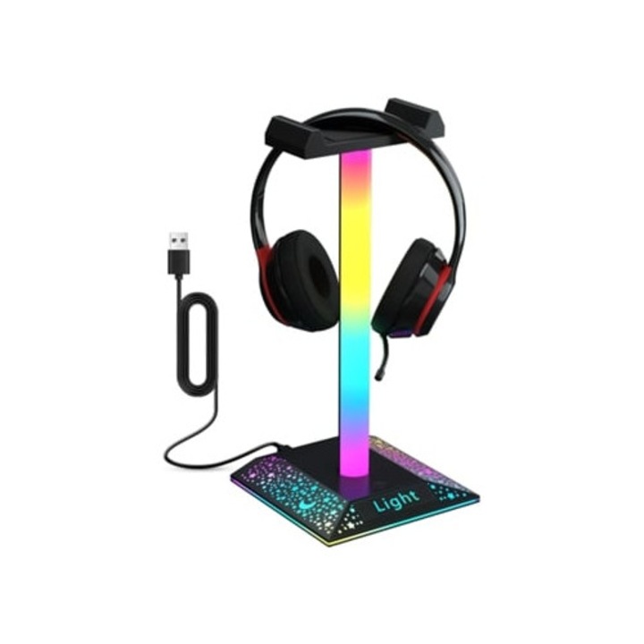 RGB fejhallgató tartó, irodai kiegészítők, 10 világítási mód