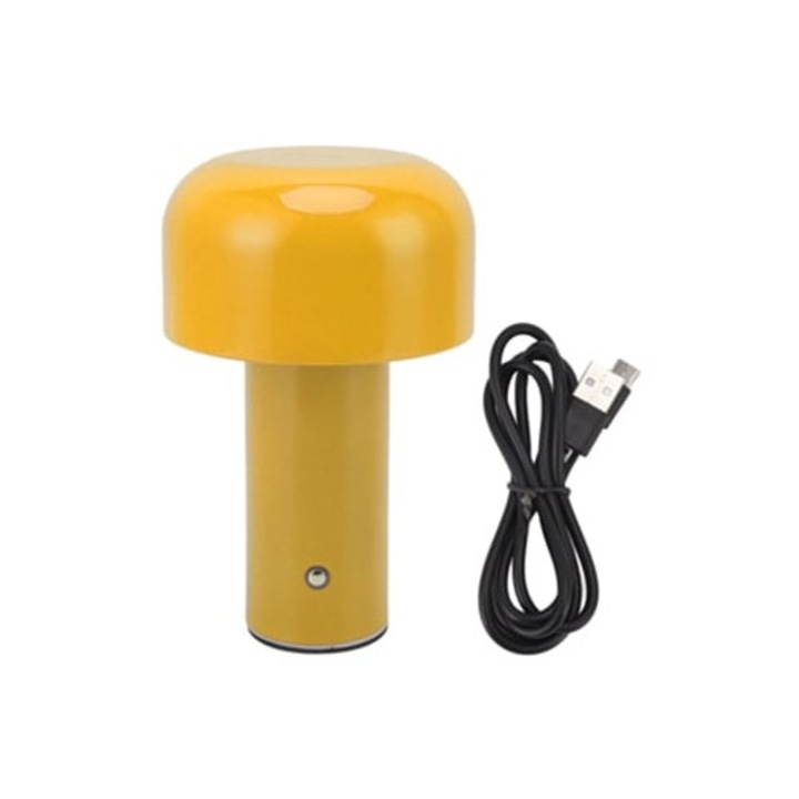 Veioza LED cu design ciuperca, incarcare USB, 3 temperaturi de culoare, pentru restaurant si birou