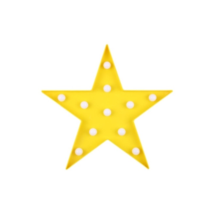 Veioza decorativa LED in forma de pentagrama, lumina alba calda, pentru interior