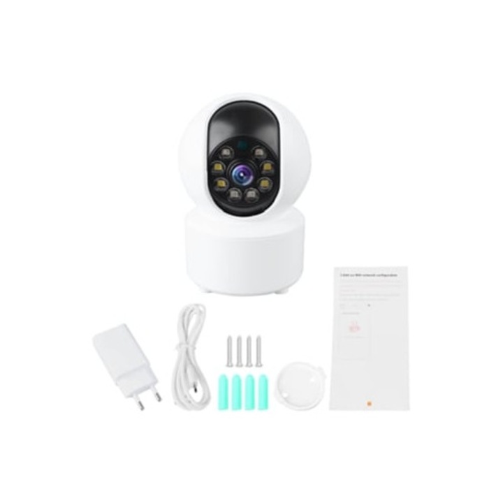Camera de supraveghere wireless, HD, detectie miscare, viziune nocturna, impermeabila, monitor pentru bebelusi si animale de companie, priza EU