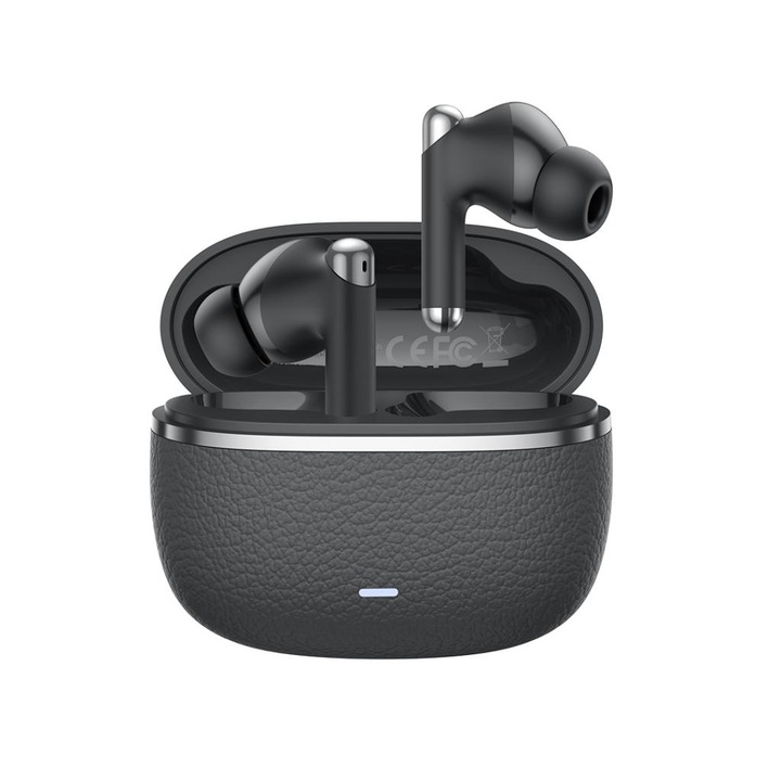 Casti wireless XO HF TWS, ENC, Dual mic, Leather, negre