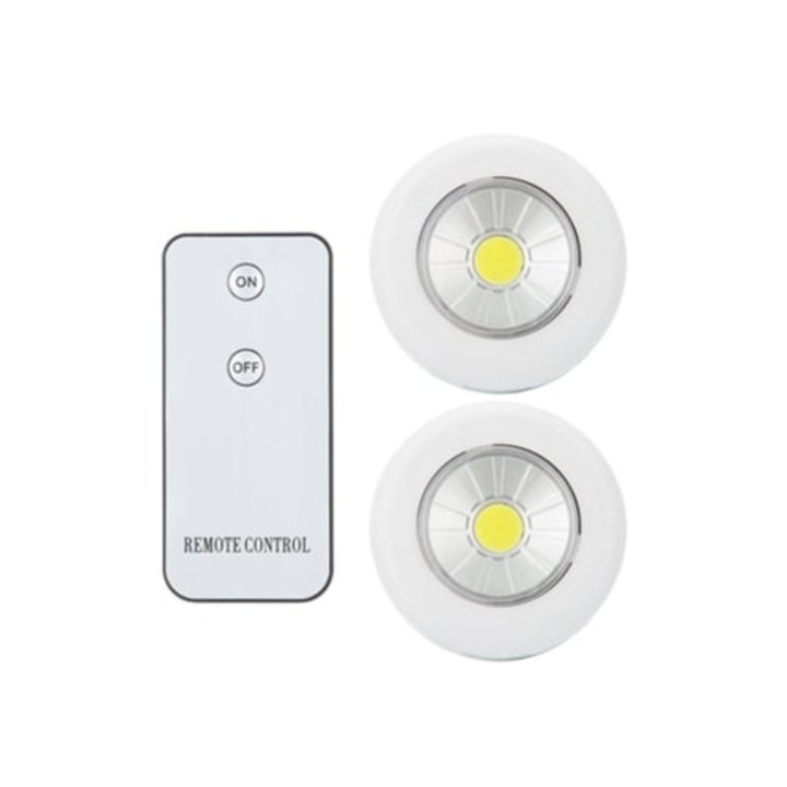 Veioza COB LED cu telecomanda wireless pentru hol si garaj, alb
