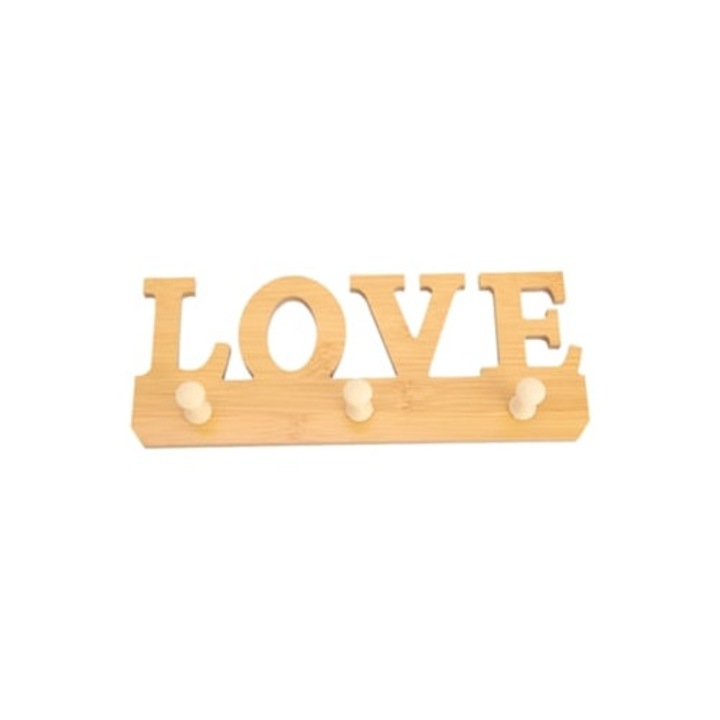 Cuier decorativ modern, 3 carlige, model iubire, pentru usa sau perete