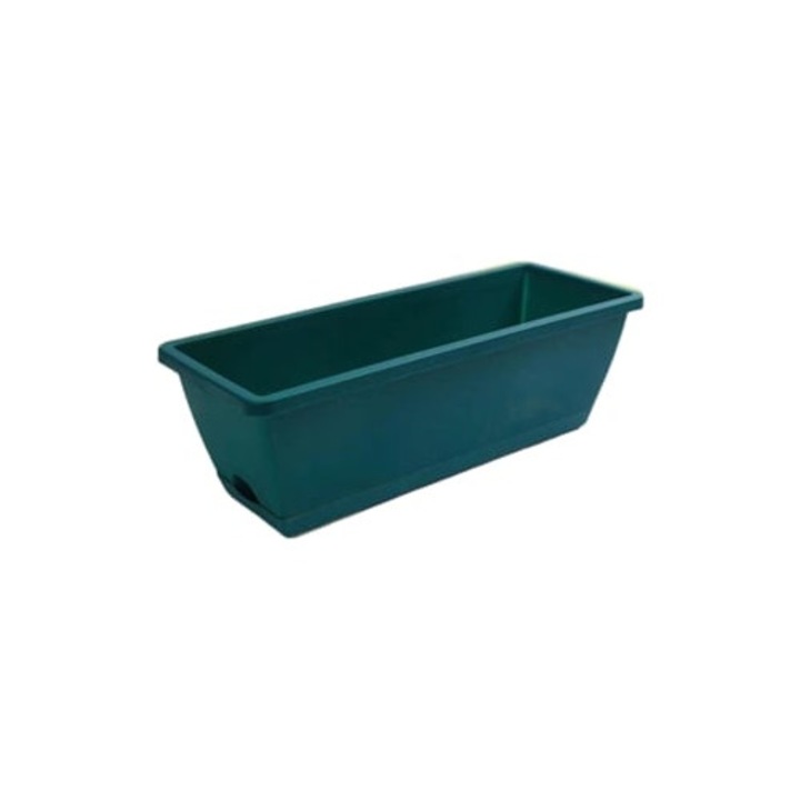 Ghiveci rectangular din plastic 43 cm cu drenaj si tava, auto-udare, rezistent, pentru flori si plante