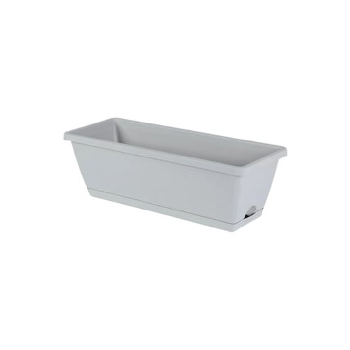 Ghiveci rectangular din plastic 49.5 cm cu drenaj si tava, auto-udare, respirabil, set pentru flori si plante