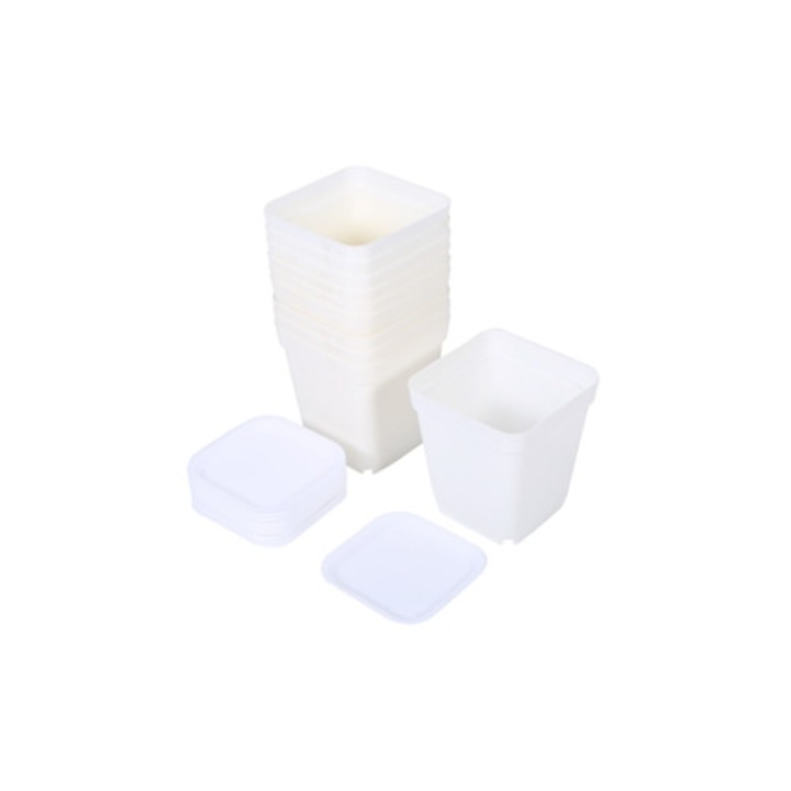 Vaze decorative din plastic, 10x7cm, albe, set de 2 bucati
