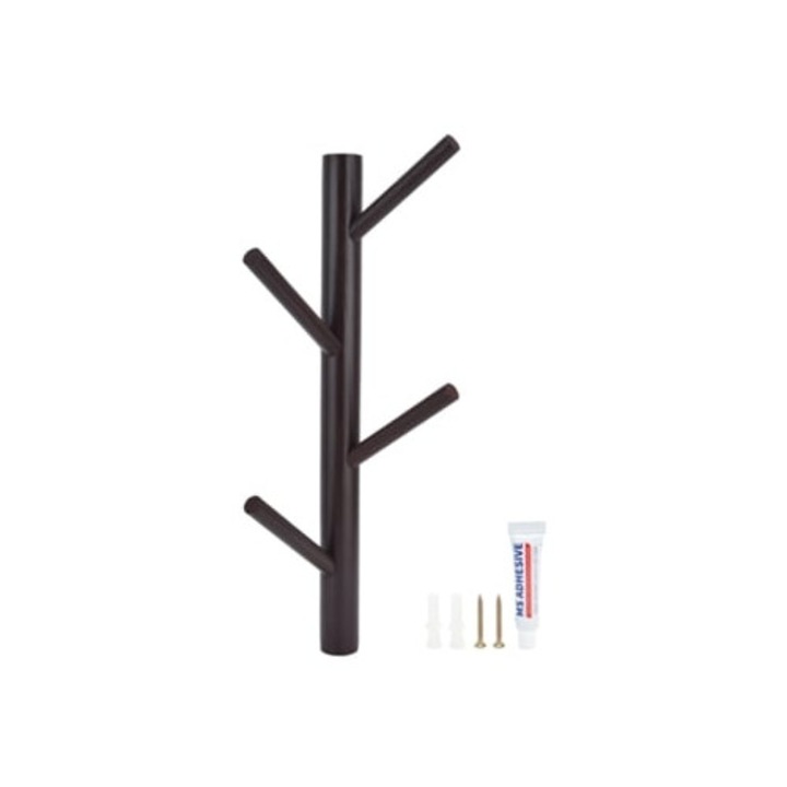 Cuier de perete cu 4 carlige, maro, pentru living