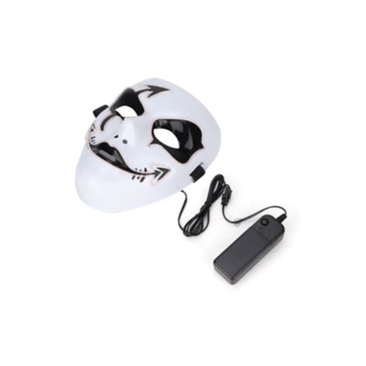 Страшна LED маска за костюм за Хелоуин, парти, декорация, бяла