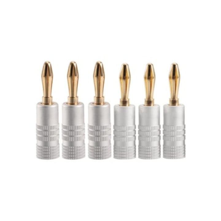 Conectori adaptor cablu difuzor placat cu aur 6 x 4mm, set