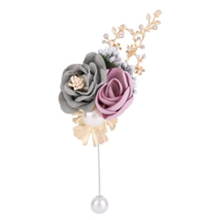 Brosa floare artificiala pentru decorarea petrecerii de logodna, mov