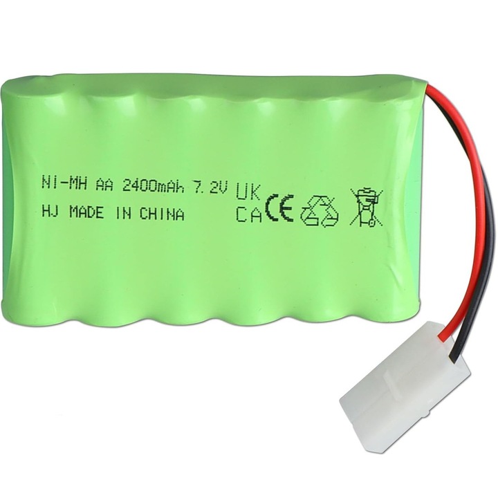Baterie NiMH Reincarcabila 7.2V 2400mAh cu Conector Tamiya + Cablu USB – 6 Celule AA – Pentru Auto RC, Tancuri, Jucarii
