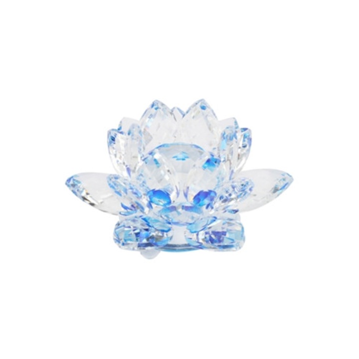Lótusz kristály kvarc nehezék 100mm, esküvői dekoráció, kék