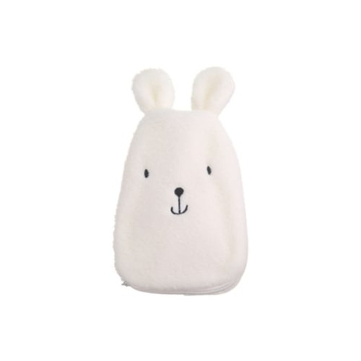 Mini sticla de apa fierbinte cu imprimeu de desene animate, incalzitor portabil de maini pentru fete, bej