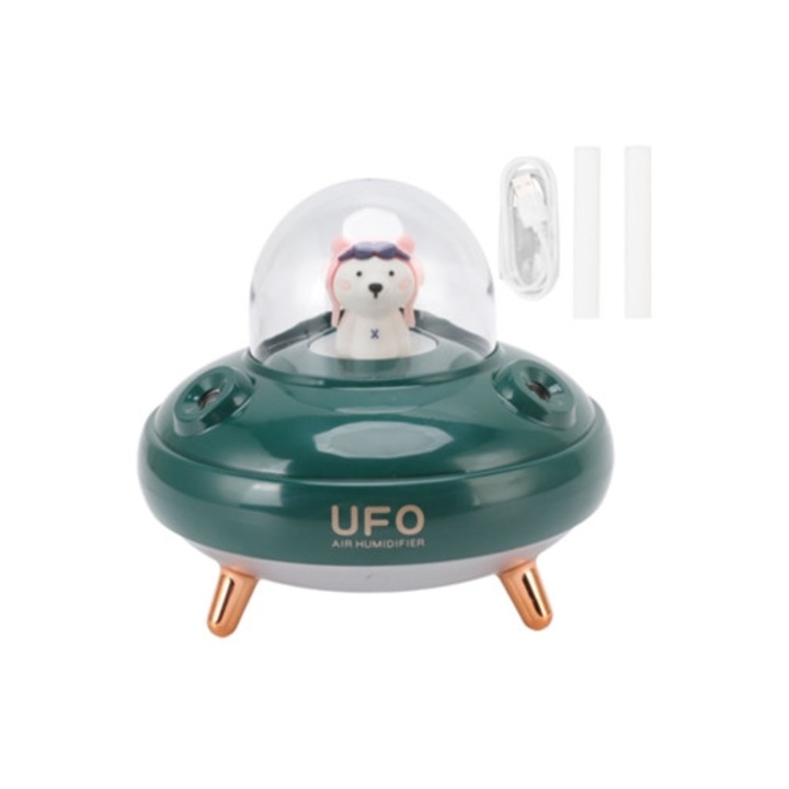 Mini párásító 400ml, 2 fúvóka, USB éjszakai fény, csendes