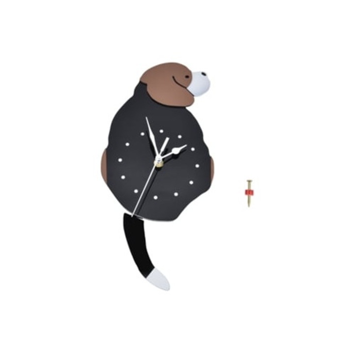 Vízálló, 3D hatású, csendes mozgású, kutyacsóvás dekoratív öntapadós óra ablakra, nappaliba és szekrényre