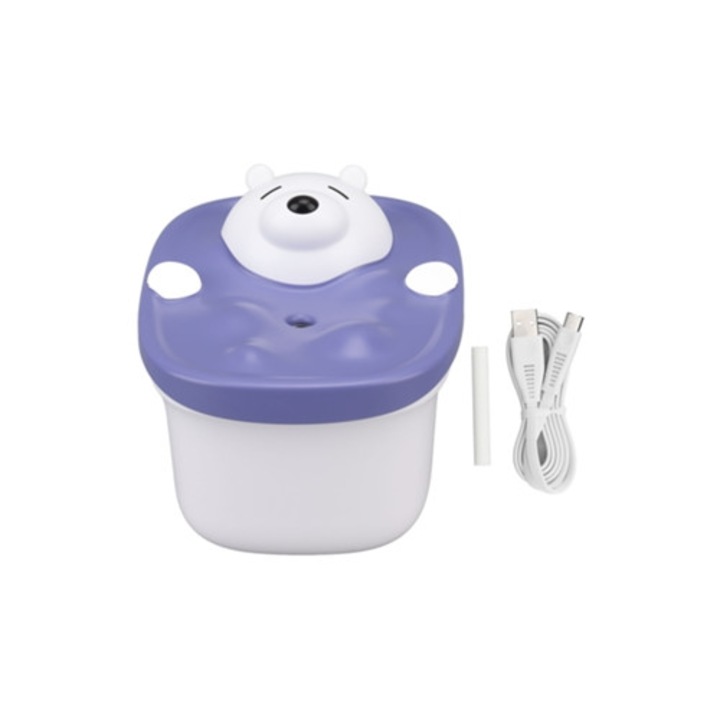 Mini asztali párásító 450ml, maci forma, USB töltés, hidratáló funkció