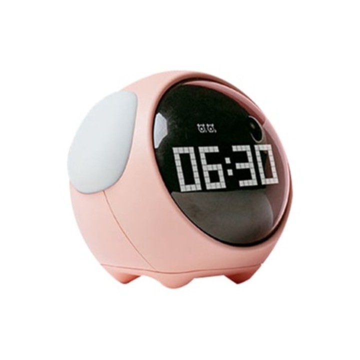 Ceas decorativ multifunctional LED digital cu lumina de noapte activata vocal, 20x15cm