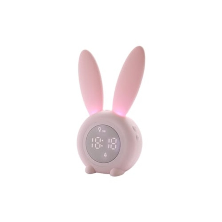 Ceas decorativ digital in forma de iepure, cu lumina de noapte LED, pentru camera copii