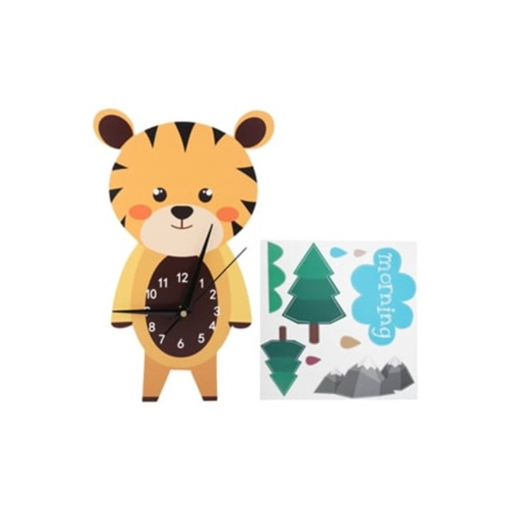 Ceas decorativ animal, decorare DIY pentru camera copiilor, multicolor