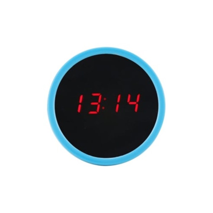 LED dekorációs óra digitális ébresztővel, 24 órás kijelzővel, kék