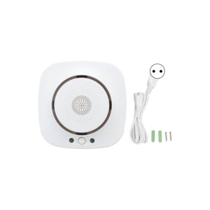 Detector de fum inteligent cu aplicatie, control de la distanta, 85 dB, Wi-Fi in timp real, set