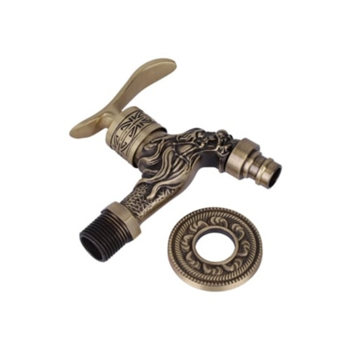 Античен месингов санитарен кран за пералня, стенен монтаж, G1/2"