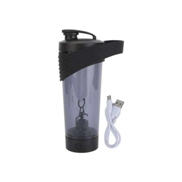 800 ml-es elektromos shaker palack, hordozható, USB-ről tölthető, BPA-mentes, fekete