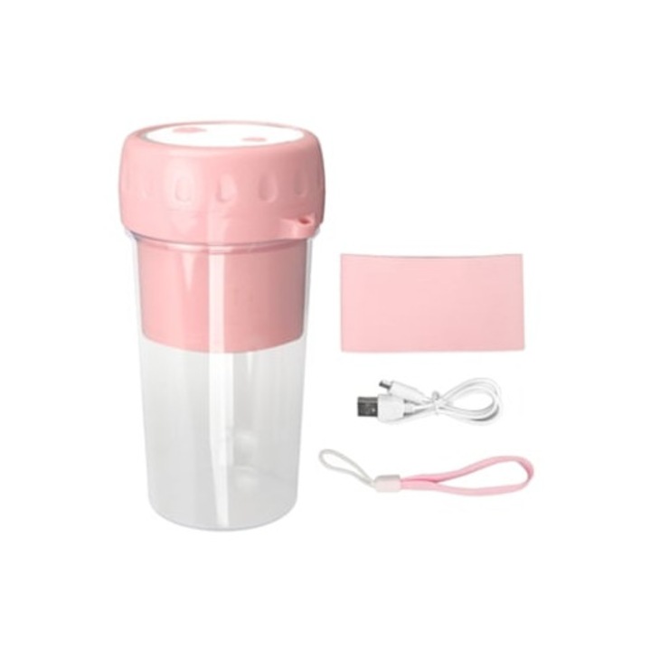 Blender portabil mini, 6 lame, 300ml, incarcare USB