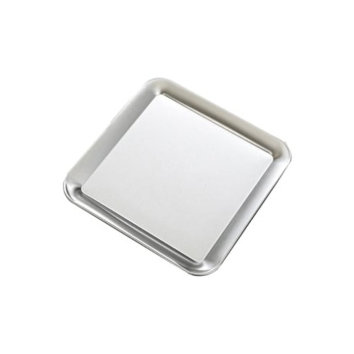 Tava servire din otel inoxidabil patrata, argintie, pentru barbecue, set