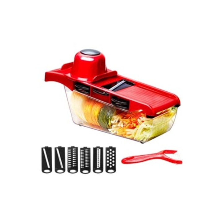 Razatoare multifunctionala 6 in 1, cu cutter pentru legume si curatator, set