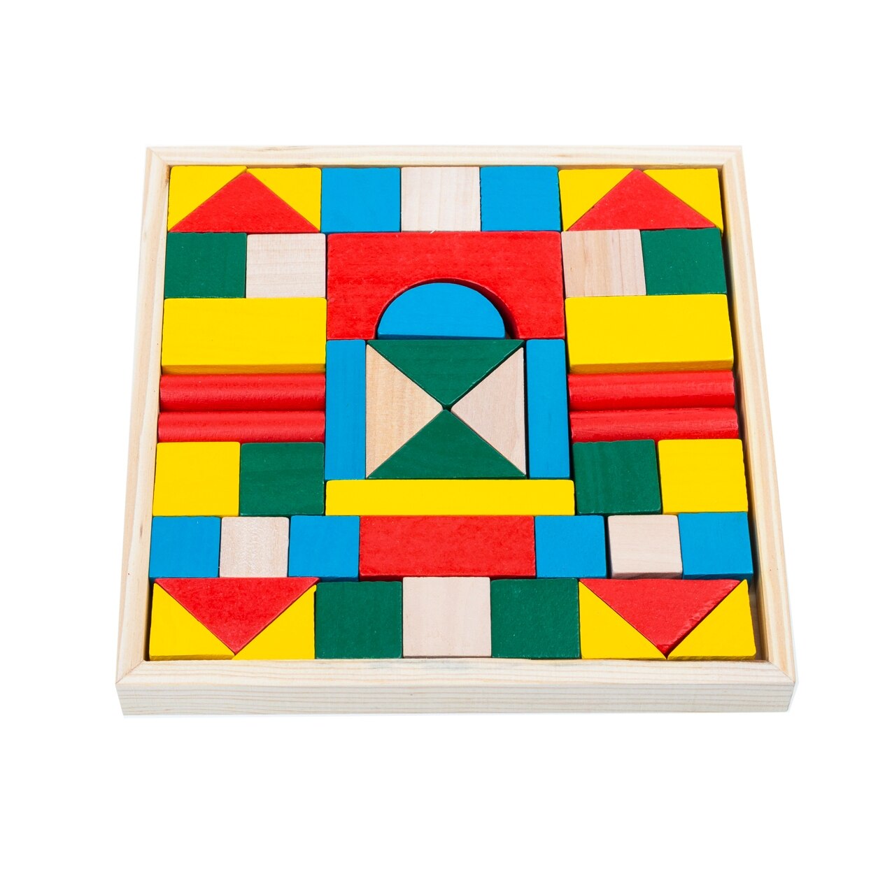 Set 48 cuburi colorate din lemn, joc educativ de constructie - eMAG.ro