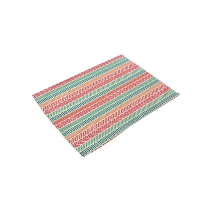 Masuta cu model national, antiderapant, izolatie termica, set pentru bol, farfurie si furculita