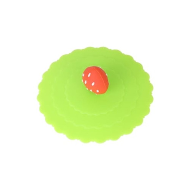 Capac de silicon pentru cana, design fructe, forma de capsuna, rezistent la caldura