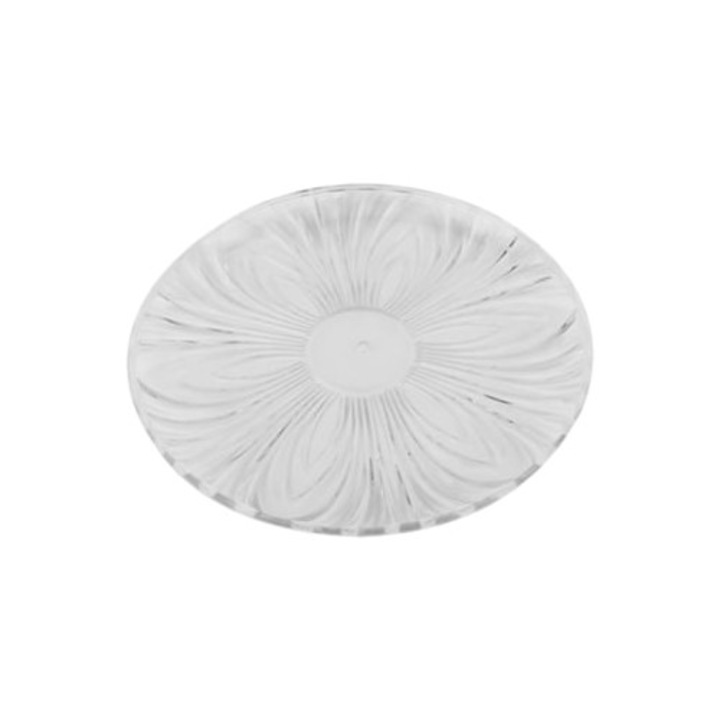 Tava servire rotunda transparenta, pentru fructe, prajituri, dulciuri si gustari, set de 5 bucati