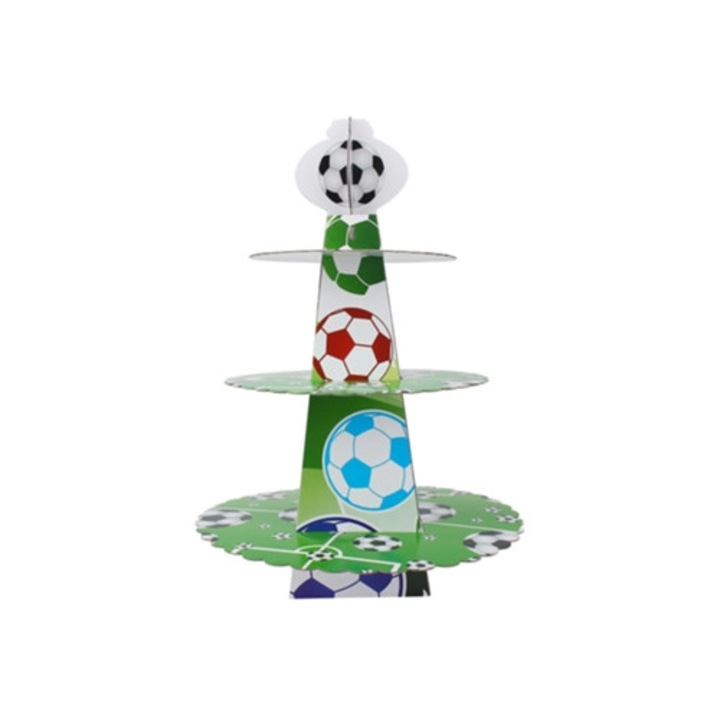 Suport tort fotbal 3 etaje, platou pentru gustari, petrecere de nastere, multicolor