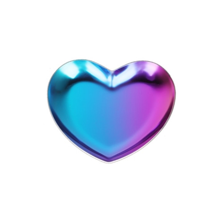 Tava servire din inox in forma de inima, multicolor, pentru organizarea ceaiului, fructelor, machiajului si bijuteriilor