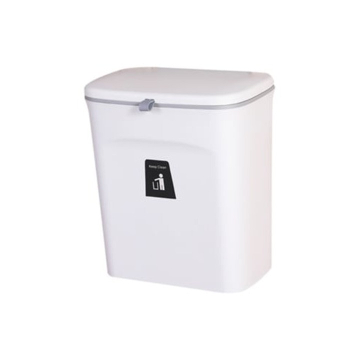 Cos de gunoi montat pe perete cu capac, recipient pentru resturi alimentare, 30x20x25cm