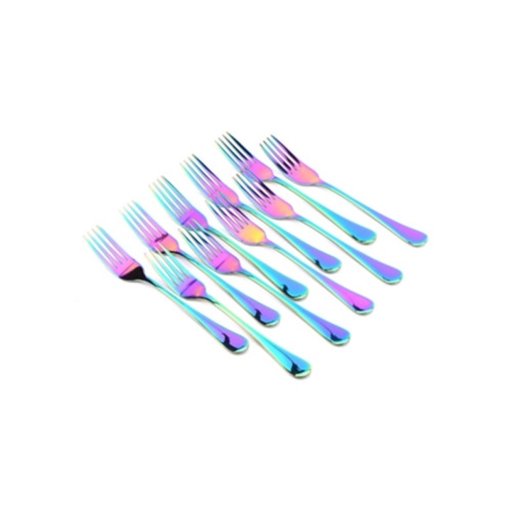 10 darabos rozsdamentes acél hosszú nyelű színes villa készlet