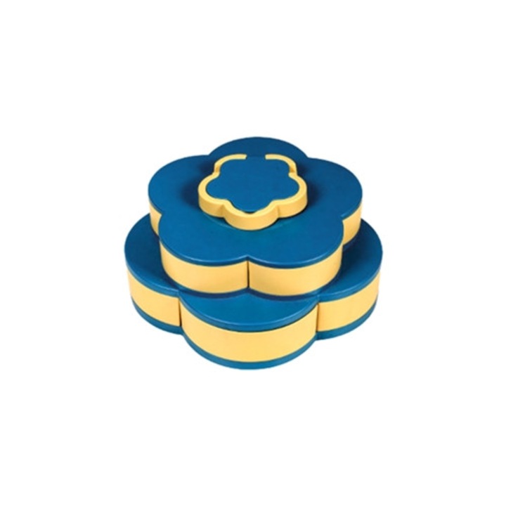 Platou de bucatarie cu 10 compartimente, forma de floare, 2 niveluri, multicolor