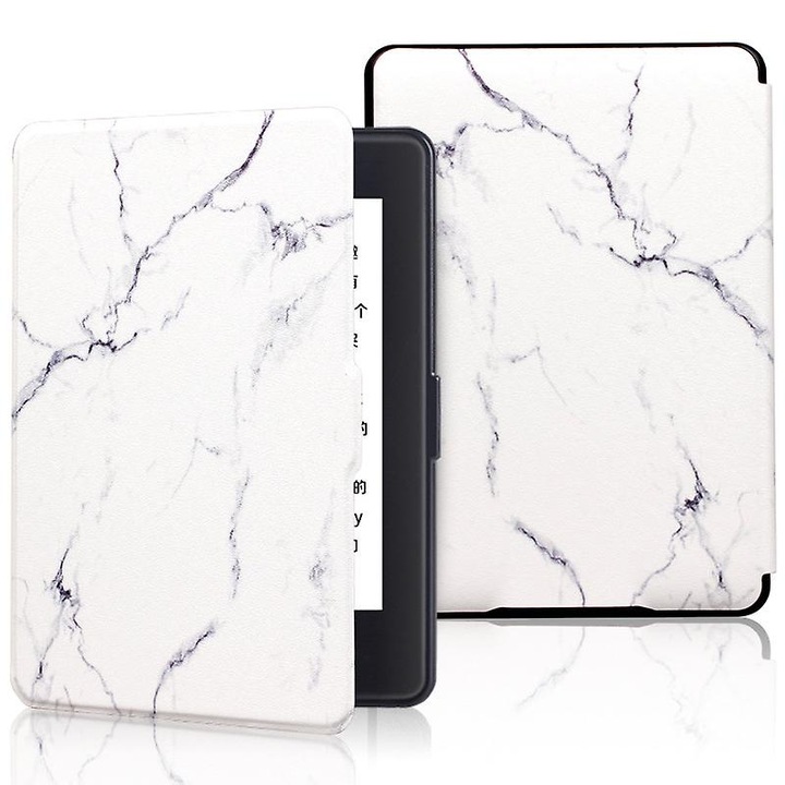 Калъф за Kindle Paperwhite 1-7, комплект, микрофибър, мраморно бял