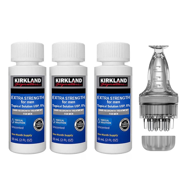 Tratament pentru scalp barbati, Kirkland, anti-cadere par, set 3x60g