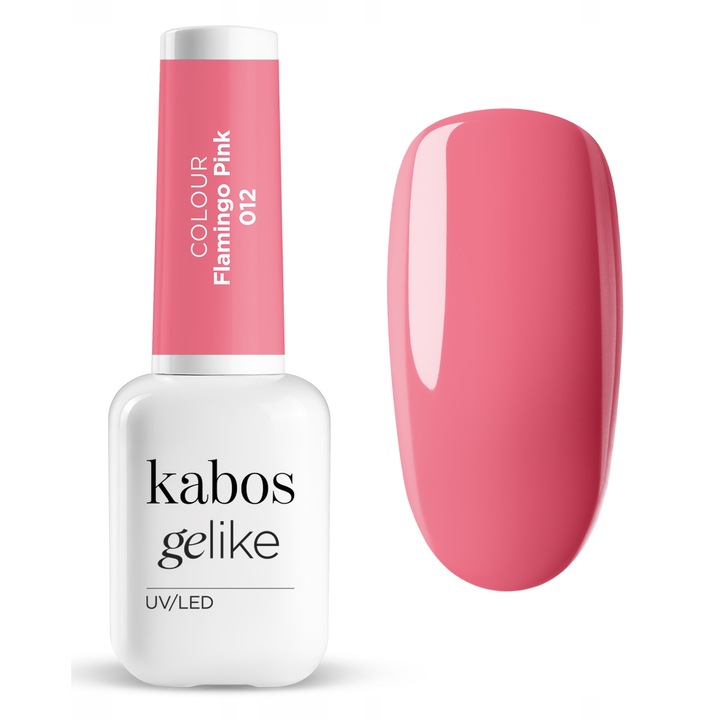 Lac de unghii semipermanent UV/LED, ultra rezistent si stralucitor, Kabos Gelike 012 Flamingo Pink, 8ml