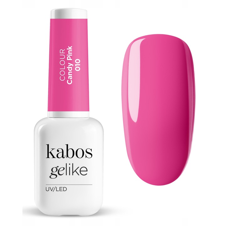 Lac de unghii semipermanent UV/LED, ultra rezistent si stralucitor, Kabos Gelike 010 Candy Pink, 8ml