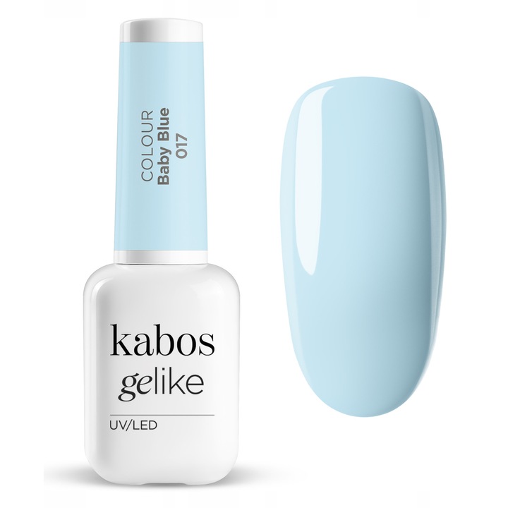 Lac de unghii semipermanent UV/LED, ultra rezistent si stralucitor, Kabos Gelike 017 Baby Blue, 8ml