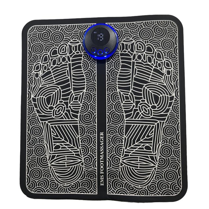 Saltea de masaj pentru picioare cu tehnologie EMS, reincarcabila USB, design portabil, compact, negru