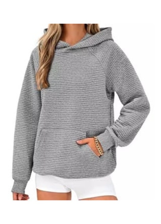 Hanorac pentru dama, cu gluga, gri, S INTL