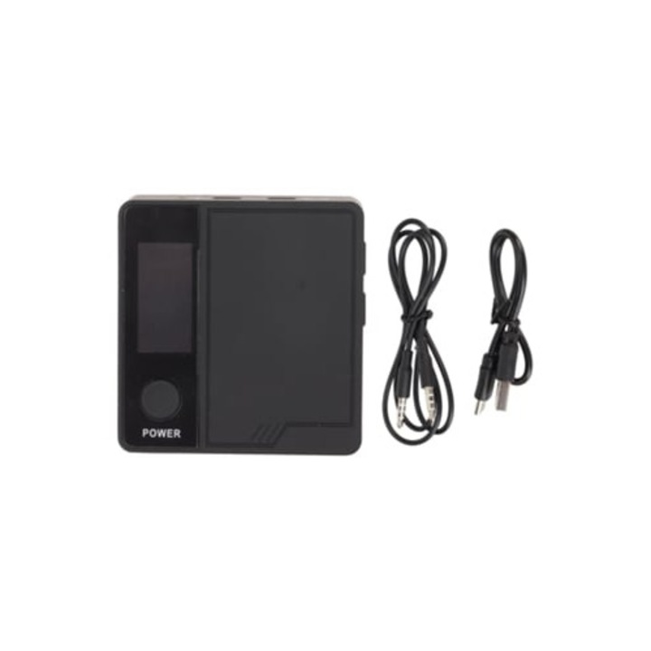 Mini hangváltó, 11 hangeffektus, színes kijelző, hordozható, Android és iOS készülékekhez, fekete