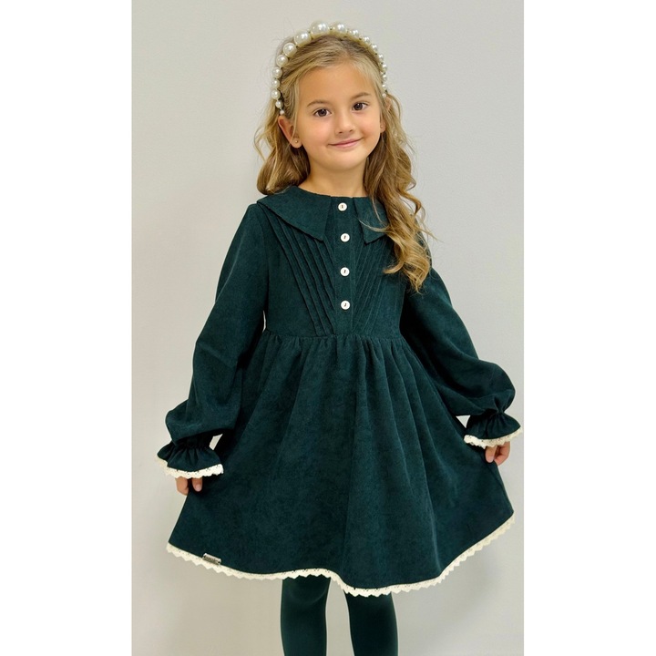 Rochie fete verde din reiat fin, Verde